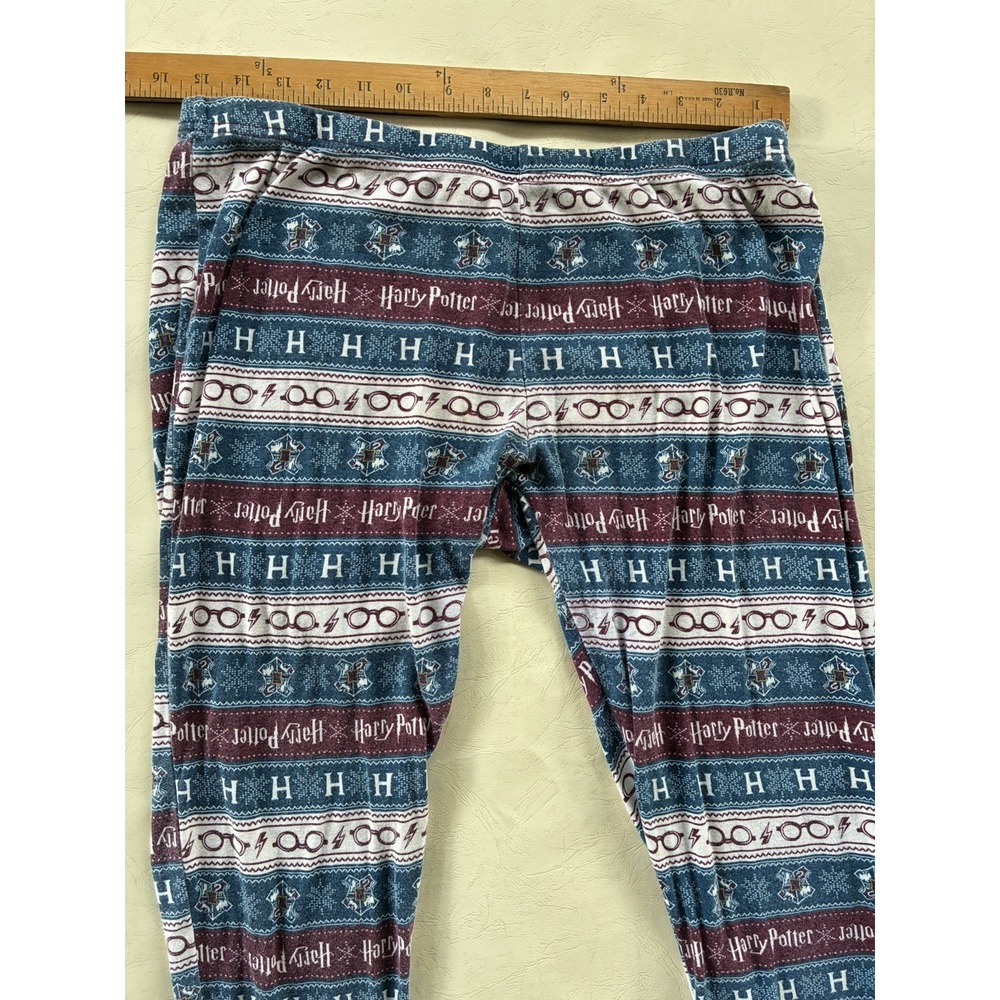 Harry Potter Womens Pajama Pants XL Fair Isle Hogwarts Crest Cotton Sleepwear